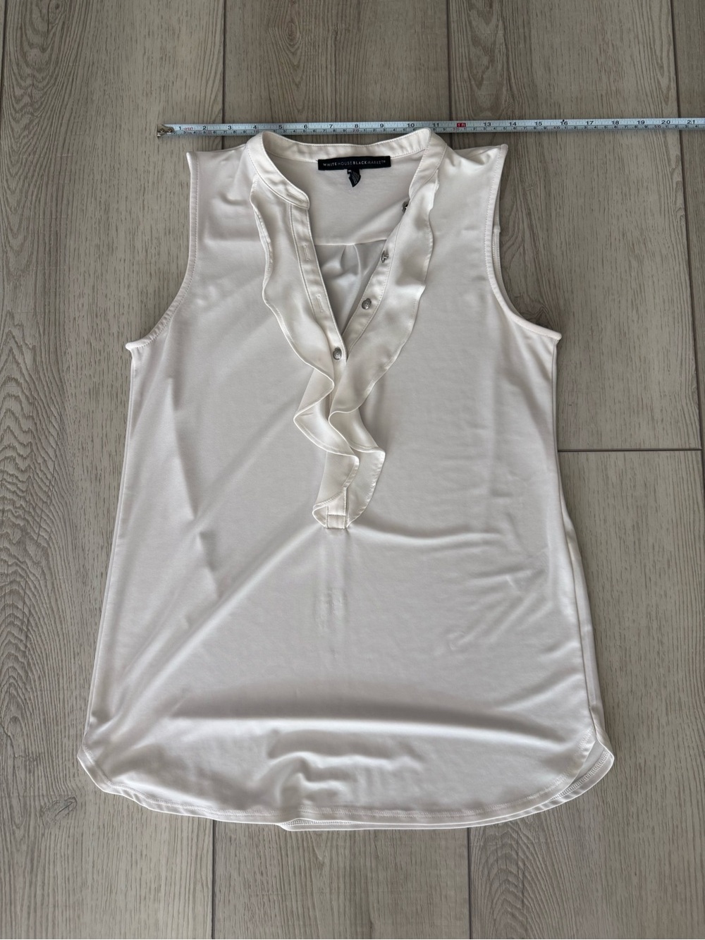 White House Black Market Cream Ruffle-Trim Sleeveless Camisole
